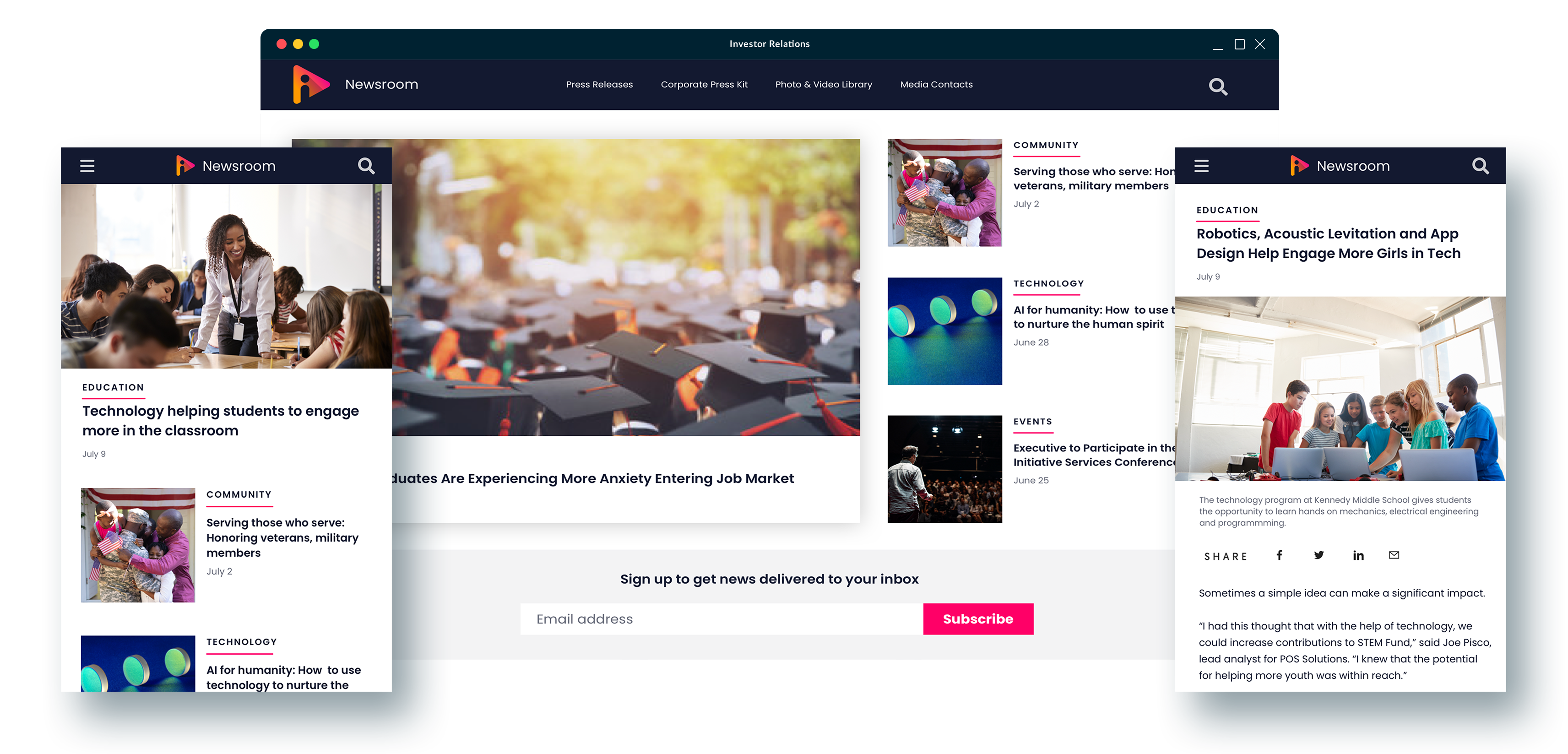 online newsroom showcase